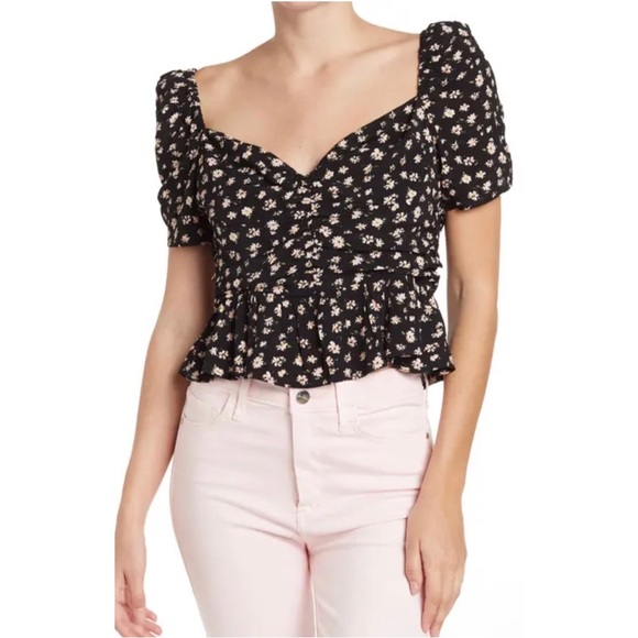 Astr Tops - Astr PUFF SLEEVE DITSY FLORAL PRINT TOP ❤️IN STORES❤️